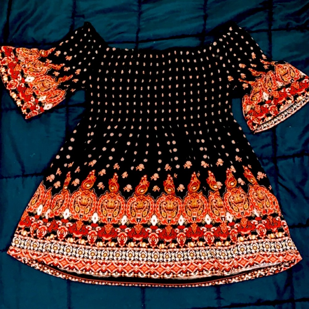 Off the Shoulder Red and Black Xhileration Top